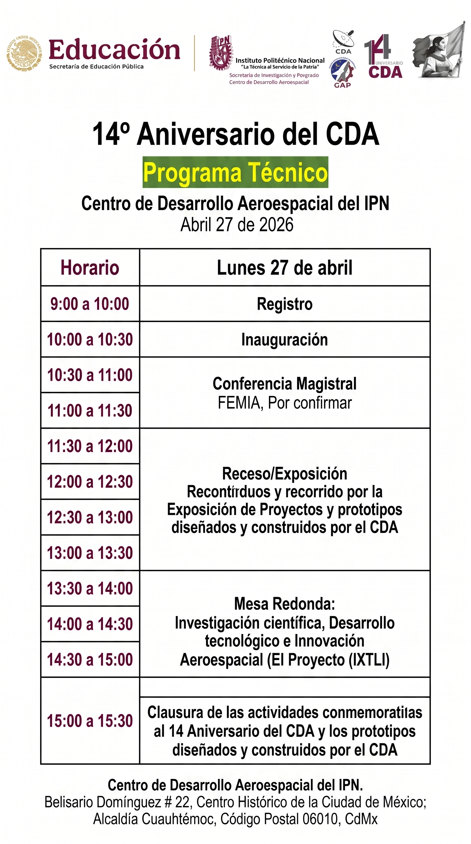 Conmemoración del Aniversario 14 del CDA